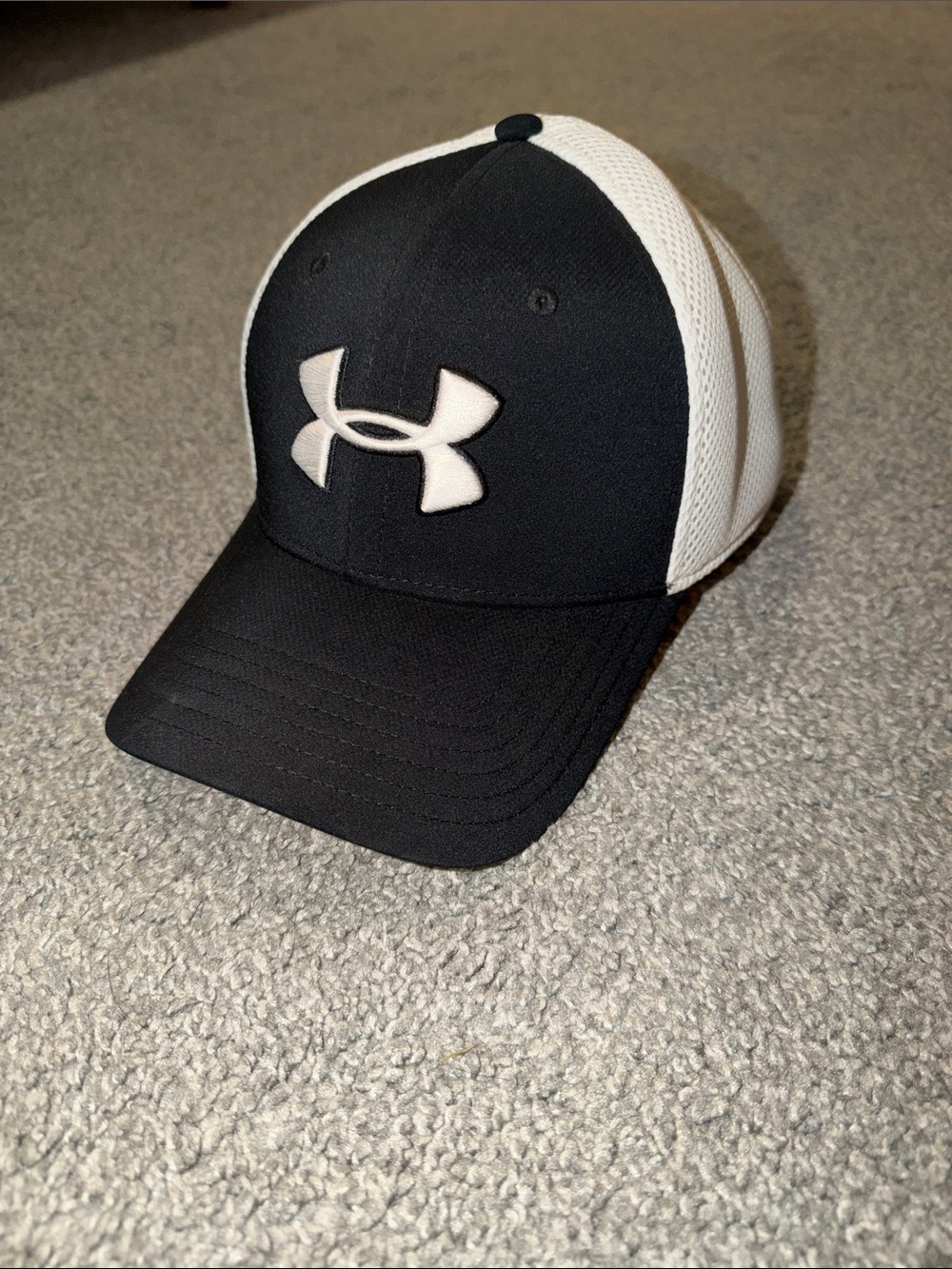 Under Armour Black and White Mesh Back Performance Cap